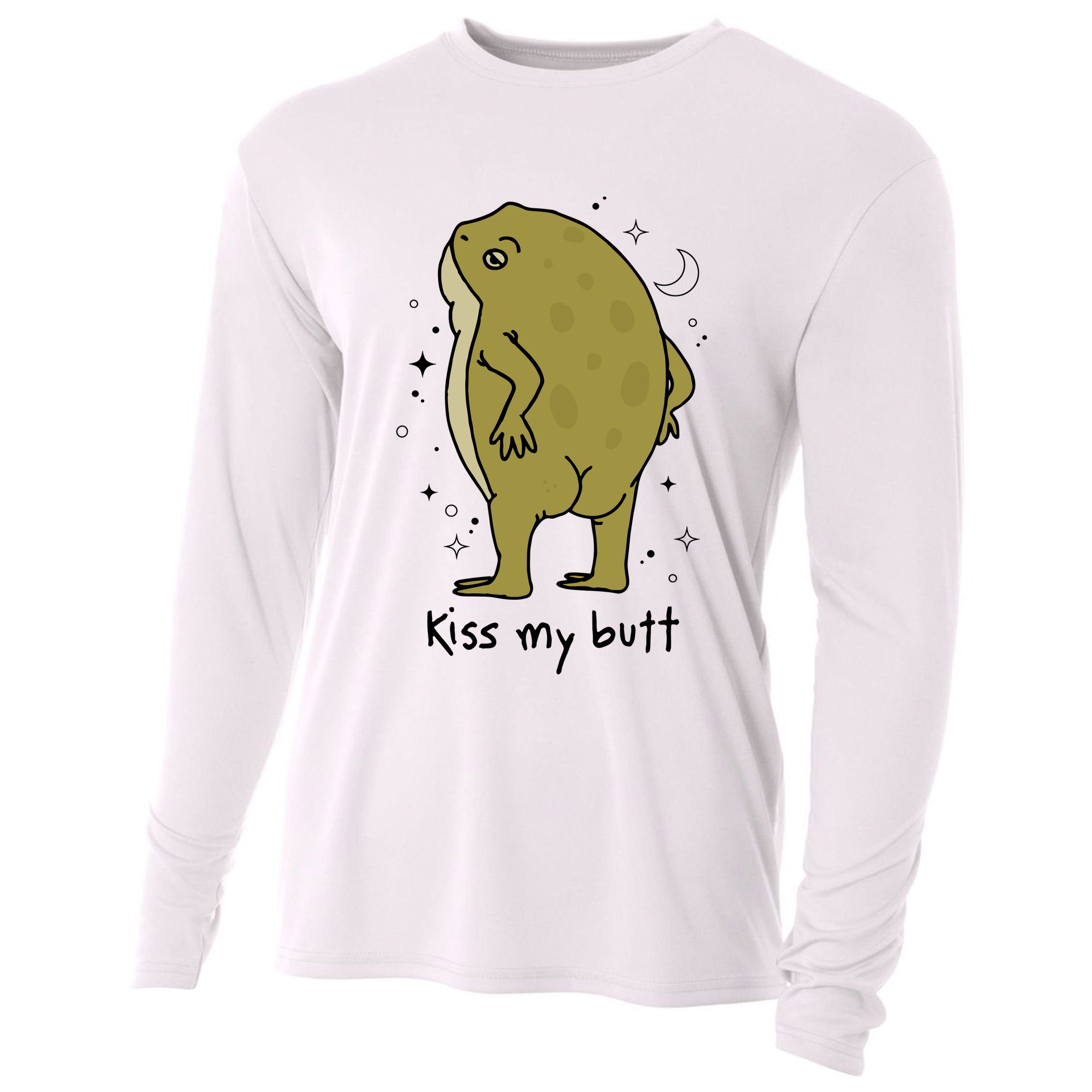 Frog Art Cottagecore Kiss My Butt Funny Frog Lovers Adult Cooling Performance Long Sleeve Crew