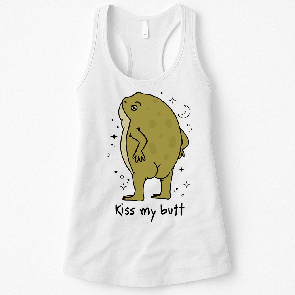 Frog Art Cottagecore Kiss My Butt Funny Frog Lovers Adult Womens Tank Top