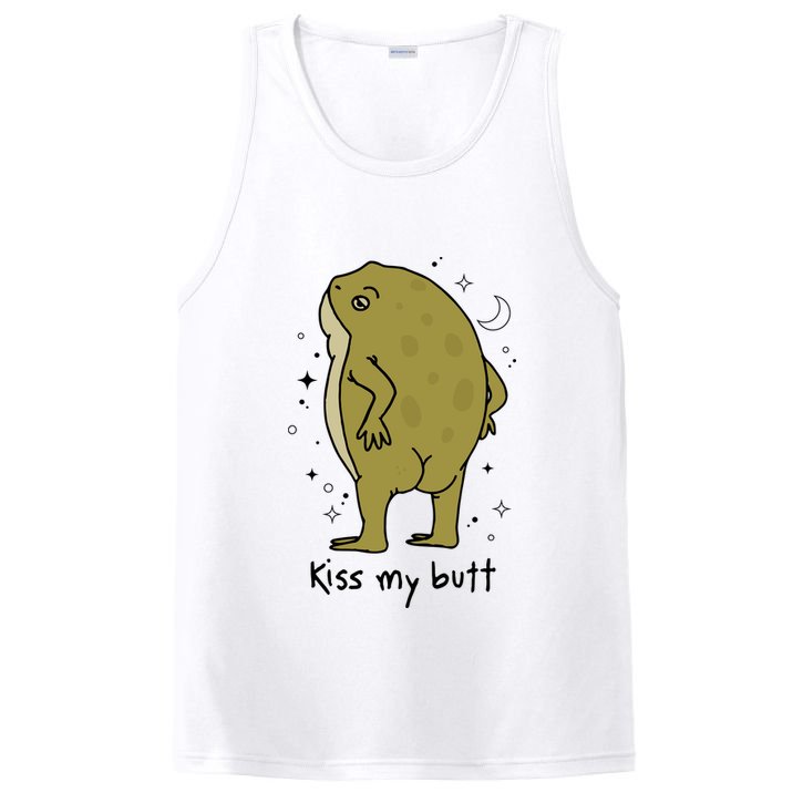 Frog Art Cottagecore Kiss My Butt Funny Frog Lovers Adult PosiCharge Competitor Tank