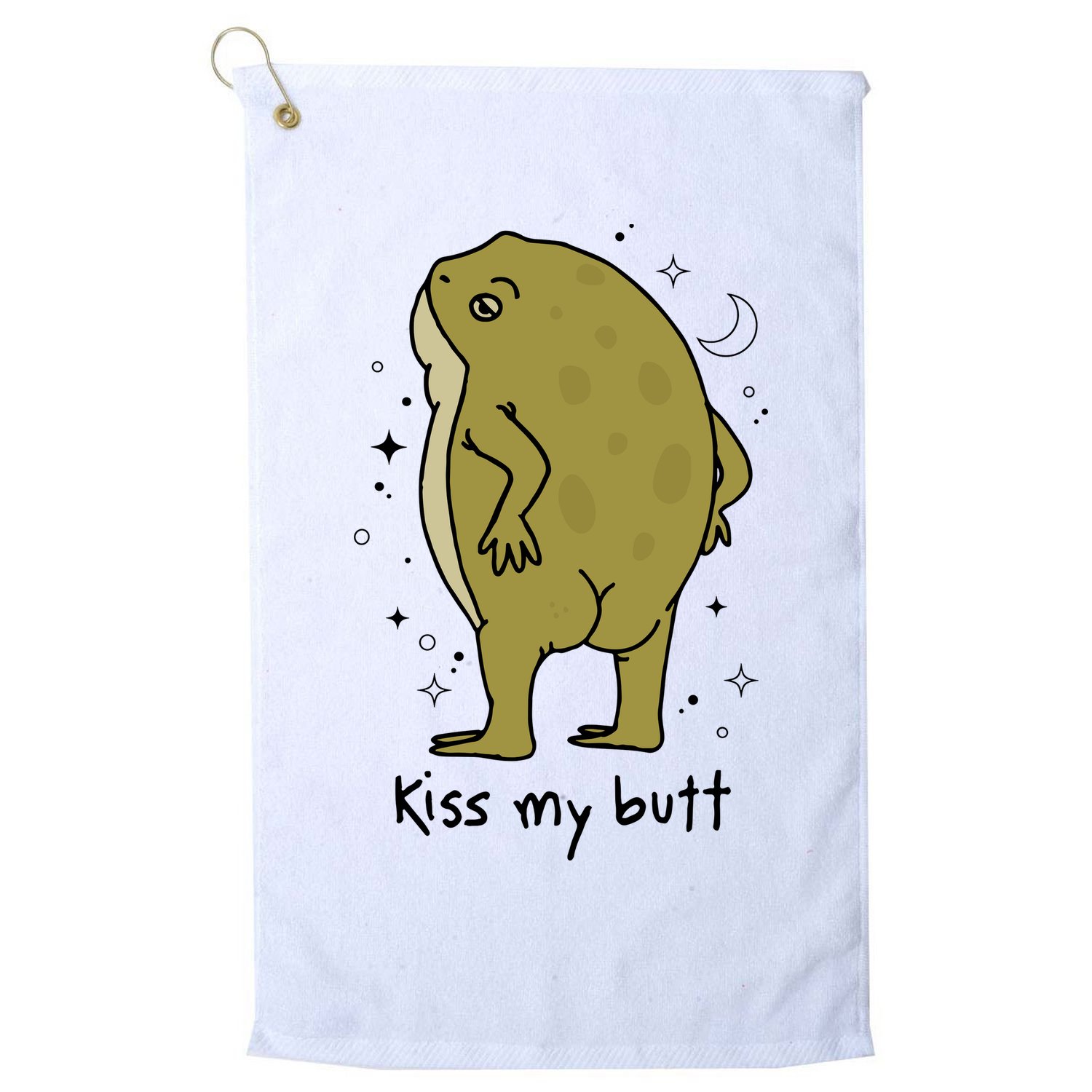 Frog Art Cottagecore Kiss My Butt Funny Frog Lovers Adult Golf Towel