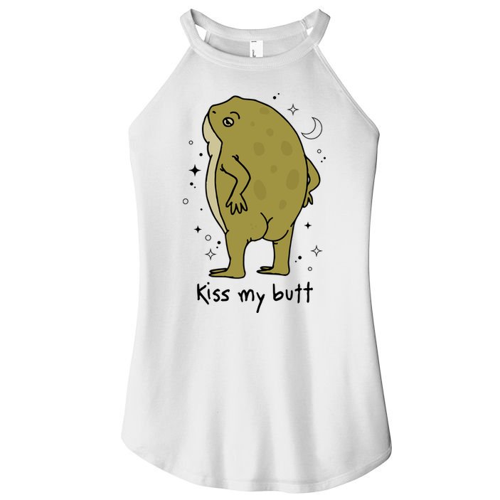 Frog Art Cottagecore Kiss My Butt Funny Frog Lovers Adult Women's Perfect Tri Rocker Tank