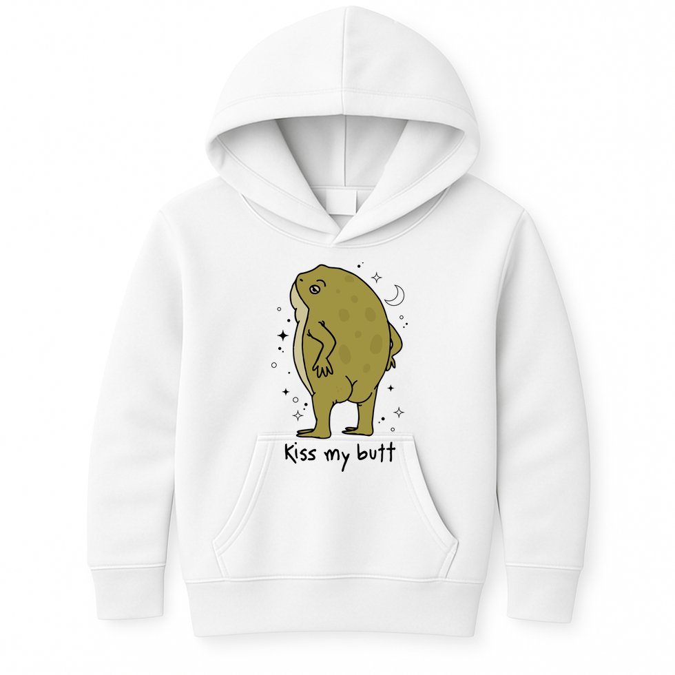 Frog Art Cottagecore Kiss My Butt Funny Frog Lovers Adult Kids Hoodie