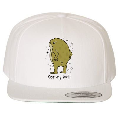 Frog Art Cottagecore Kiss My Butt Funny Frog Lovers Adult Wool Snapback Cap