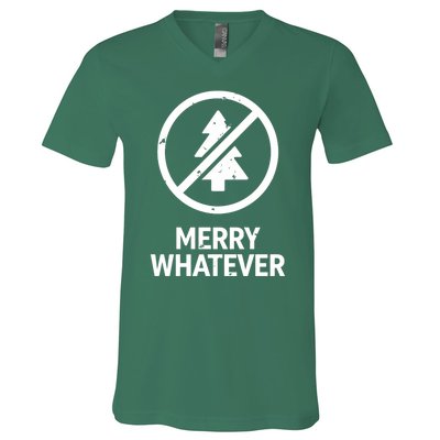 Funny Anti Christmas Grumpy Christmas Merry Whatever V-Neck T-Shirt