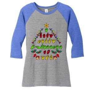 Funny Asl Christmas American Sign Language Great Gift Women's Tri-Blend 3/4-Sleeve Raglan Shirt