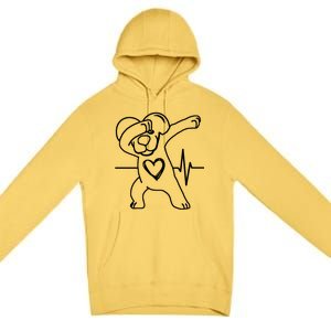 Funny And Cute Valentines Day Dabbing Puppy Heart Cool Gift Premium Pullover Hoodie