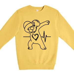 Funny And Cute Valentines Day Dabbing Puppy Heart Cool Gift Premium Crewneck Sweatshirt