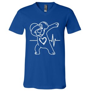 Funny And Cute Valentines Day Dabbing Puppy Heart Cool Gift V-Neck T-Shirt