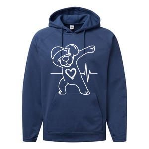 Funny And Cute Valentines Day Dabbing Puppy Heart Cool Gift Performance Fleece Hoodie