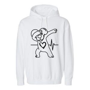 Funny And Cute Valentines Day Dabbing Puppy Heart Cool Gift Garment-Dyed Fleece Hoodie