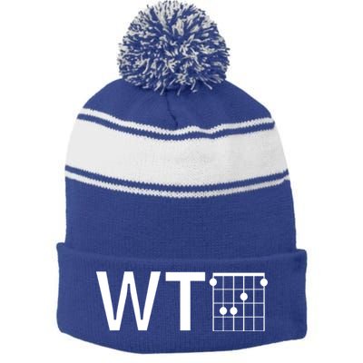 Fun And Cool Wtf With F Chord Gift Stripe Pom Pom Beanie