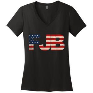 FJB American Camo Logo F*ck Joe Biden Women's V-Neck T-Shirt