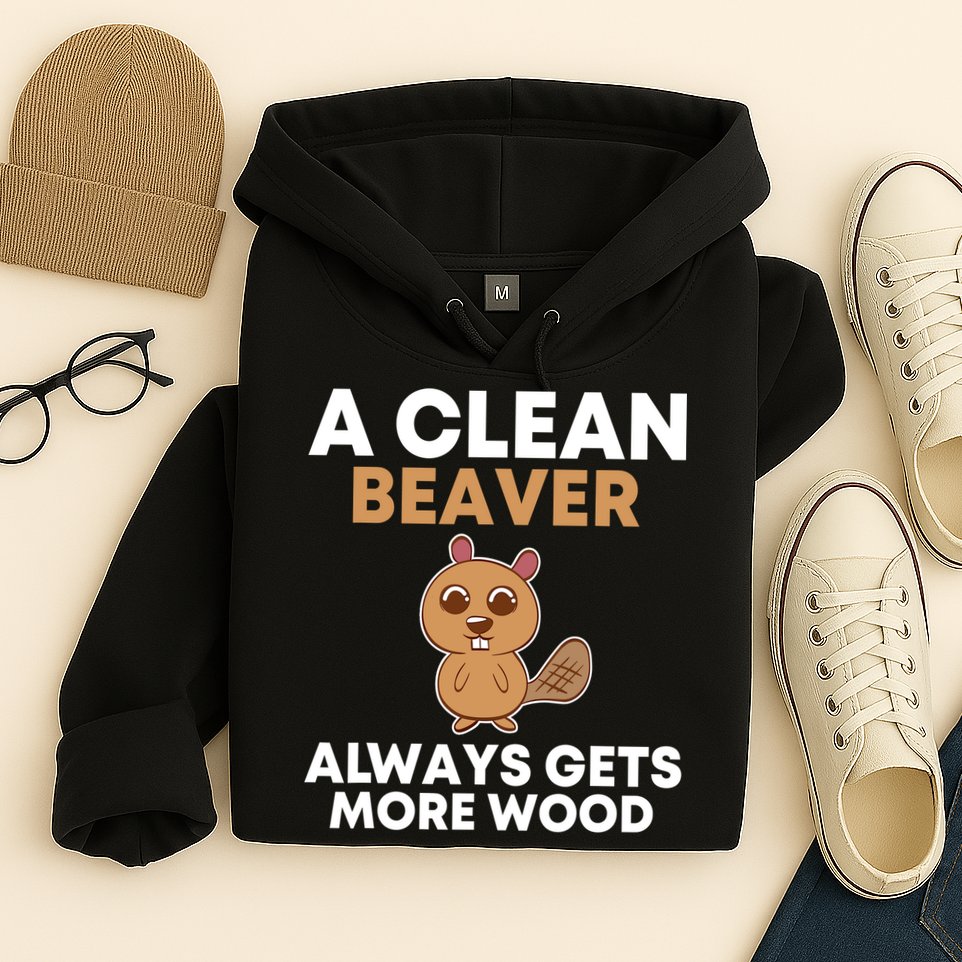 Funny A Clean Beaver Always Gets More Wood Joke Sarcastic Hoodie