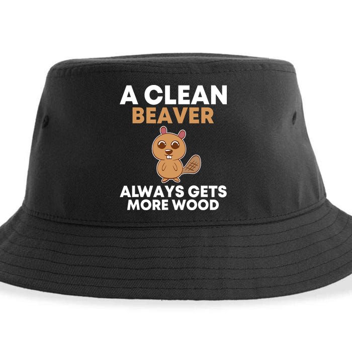Funny A Clean Beaver Always Gets More Wood Joke Sarcastic Sustainable Bucket Hat