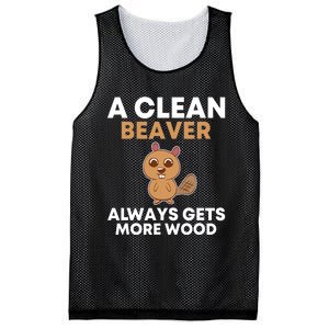 Funny A Clean Beaver Always Gets More Wood Joke Sarcastic Mesh Reversible Basketball Jersey Tank