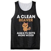 Funny A Clean Beaver Always Gets More Wood Joke Sarcastic Mesh Reversible Basketball Jersey Tank