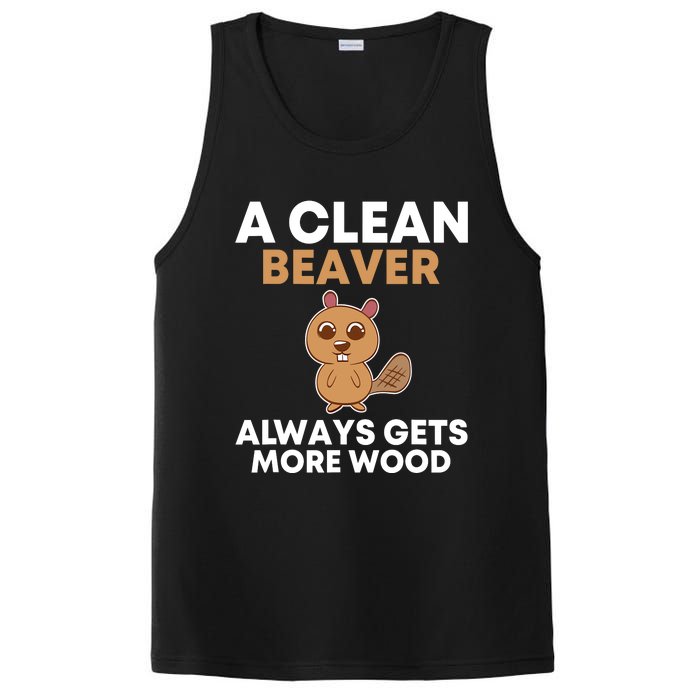 Funny A Clean Beaver Always Gets More Wood Joke Sarcastic PosiCharge Competitor Tank