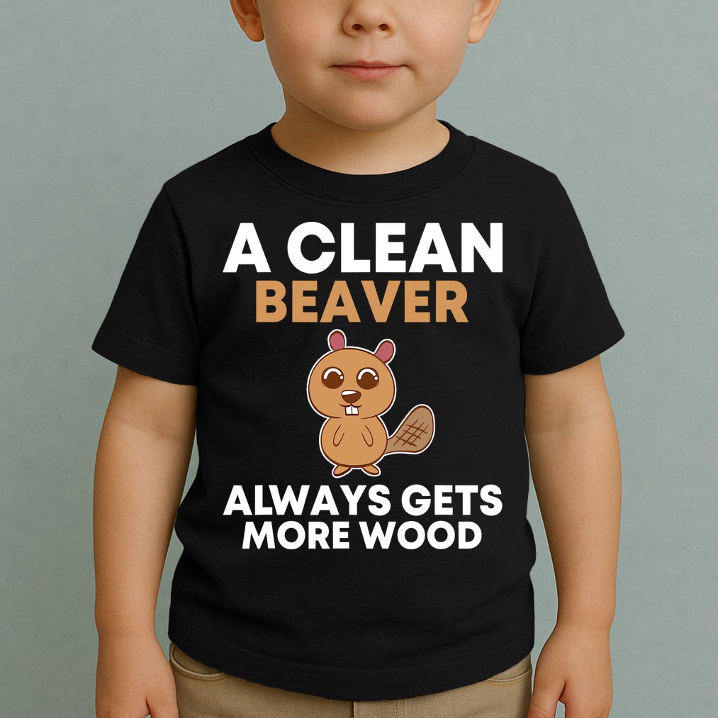 Funny A Clean Beaver Always Gets More Wood Joke Sarcastic Toddler T-Shirt