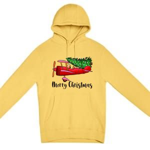 Funny Airplane Christmas Light Tree Airplane Pajama Xmas Great Gift Premium Pullover Hoodie