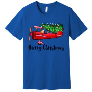 Funny Airplane Christmas Light Tree Airplane Pajama Xmas Great Gift Premium T-Shirt