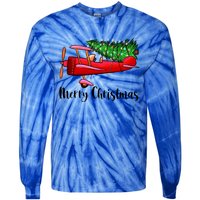 Funny Airplane Christmas Light Tree Airplane Pajama Xmas Great Gift Tie-Dye Long Sleeve Shirt