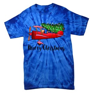 Funny Airplane Christmas Light Tree Airplane Pajama Xmas Great Gift Tie-Dye T-Shirt