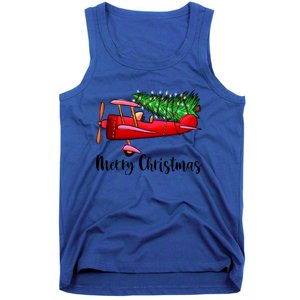 Funny Airplane Christmas Light Tree Airplane Pajama Xmas Great Gift Tank Top