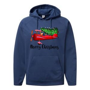 Funny Airplane Christmas Light Tree Airplane Pajama Xmas Great Gift Performance Fleece Hoodie