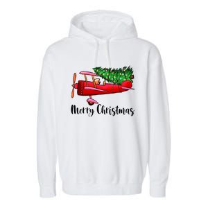 Funny Airplane Christmas Light Tree Airplane Pajama Xmas Great Gift Garment-Dyed Fleece Hoodie