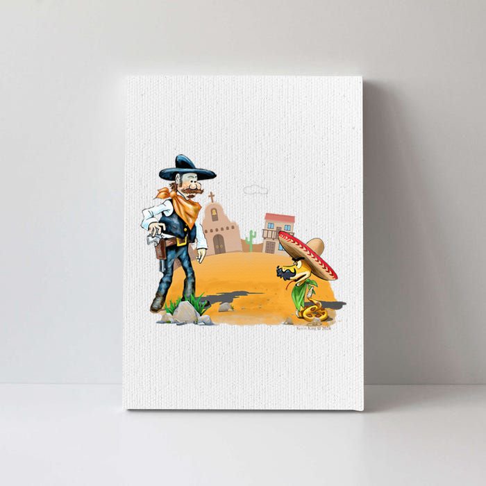 Fun American Cowboy In A Snakebite Showdown Canvas