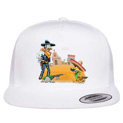 Fun American Cowboy In A Snakebite Showdown Flat Bill Trucker Hat