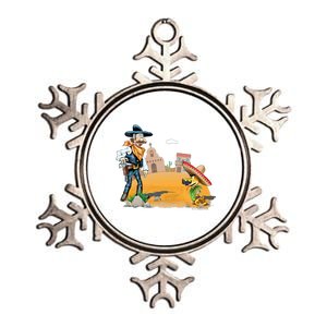 Fun American Cowboy In A Snakebite Showdown Metallic Star Ornament