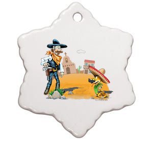 Fun American Cowboy In A Snakebite Showdown Ceramic Star Ornament