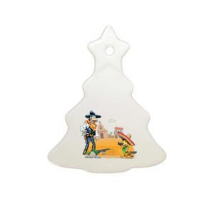 Fun American Cowboy In A Snakebite Showdown Ceramic Tree Ornament