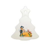 Fun American Cowboy In A Snakebite Showdown Ceramic Tree Ornament