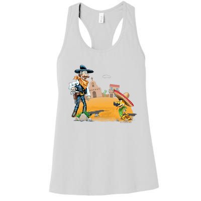 Fun American Cowboy In A Snakebite Showdown Women's Racerback Tank