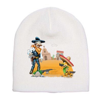 Fun American Cowboy In A Snakebite Showdown Short Acrylic Beanie