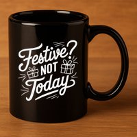 Funny Anti Christmas Festive Not Today 11oz C Handle Ceramic Mug