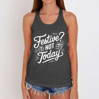 Funny Anti Christmas Festive Not Today Women's Knotted Racerback Tank