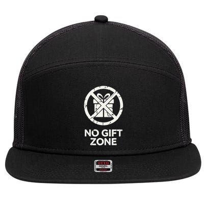 Funny Anti Christmas No Gift Zone 7 Panel Mesh Trucker Snapback Hat