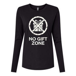 Funny Anti Christmas No Gift Zone Womens Cotton Relaxed Long Sleeve T-Shirt