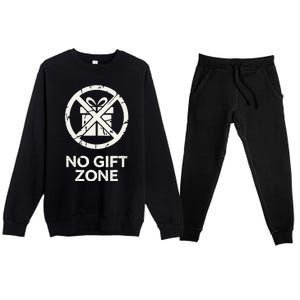 Funny Anti Christmas No Gift Zone Premium Crewneck Sweatsuit Set