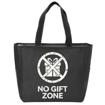 Funny Anti Christmas No Gift Zone Zip Tote Bag