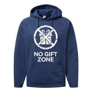 Funny Anti Christmas No Gift Zone Performance Fleece Hoodie