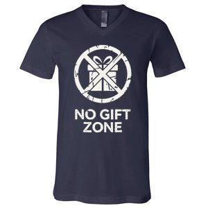 Funny Anti Christmas No Gift Zone V-Neck T-Shirt