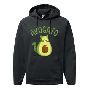 Funny Avogato Cat For Avocado Lover And Cinco De Mayo Performance Fleece Hoodie