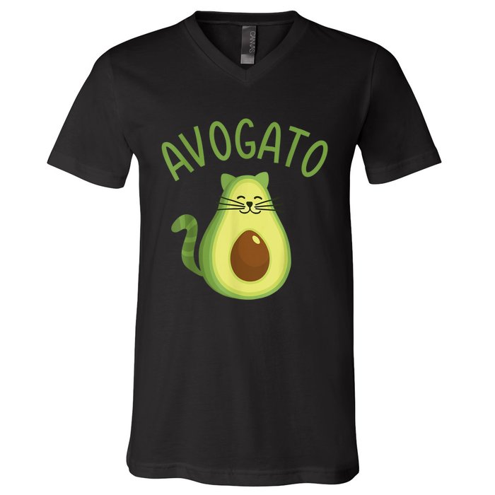 Funny Avogato Cat For Avocado Lover And Cinco De Mayo V-Neck T-Shirt