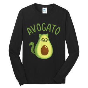 Funny Avogato Cat For Avocado Lover And Cinco De Mayo Tall Long Sleeve T-Shirt