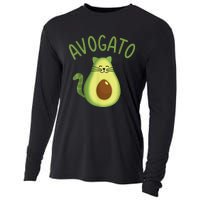 Funny Avogato Cat For Avocado Lover And Cinco De Mayo Cooling Performance Long Sleeve Crew