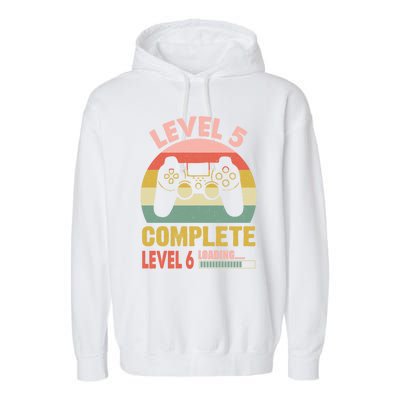 Funny And Cute Gamer Level 5 Complete Level 6 Loading Meaningful Gift Garment-Dyed Fleece Hoodie